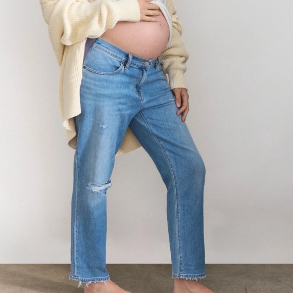 Hatch Denim - Hatch the boyfriend Light Blue Straight Leg Maternity Jeans size 28